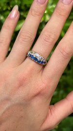 Antique, Victorian sapphire & diamond half-hoop, 18ct yellow gold