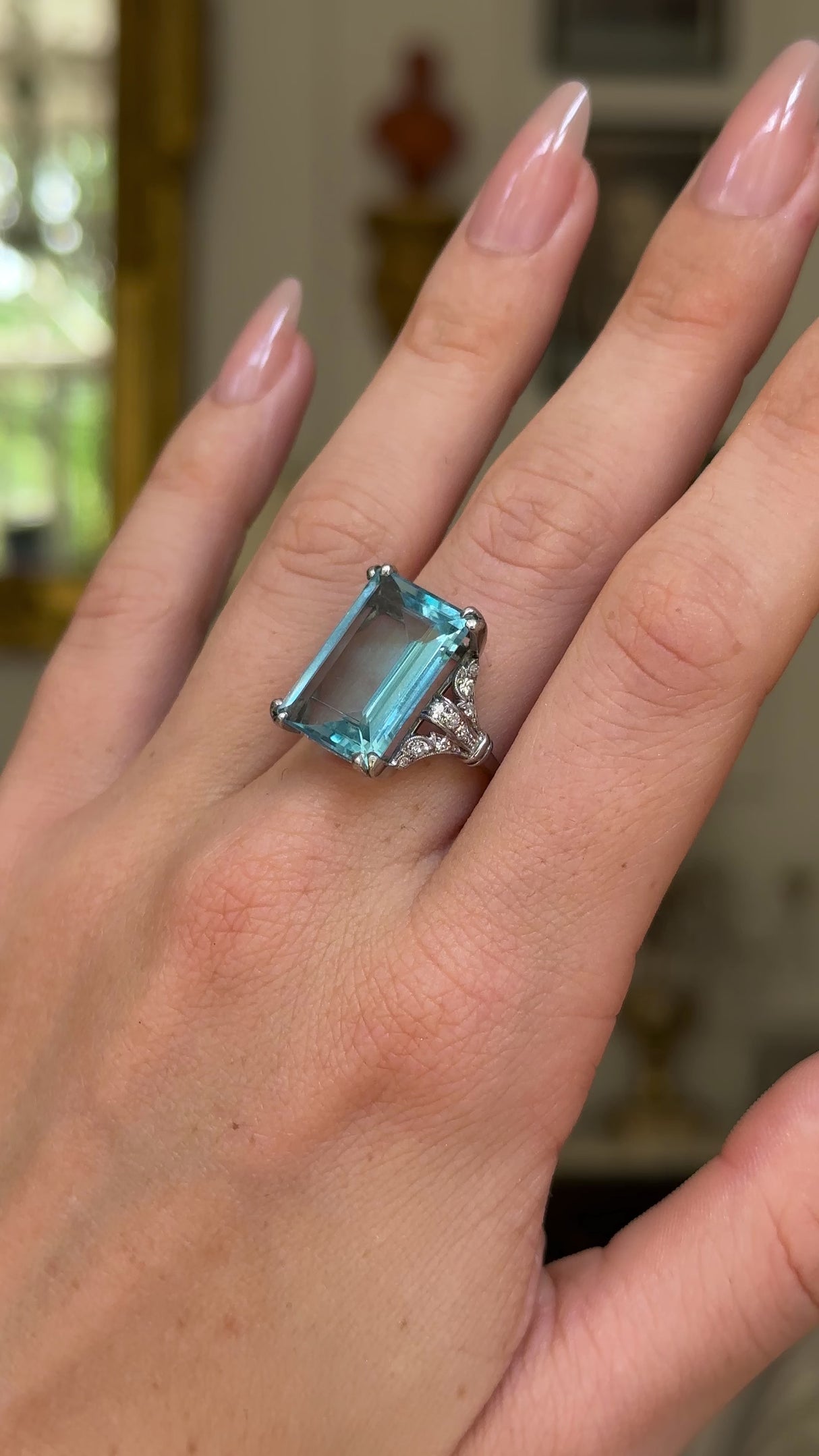 Art Deco | 1920s, aquamarine & diamond cocktail ring