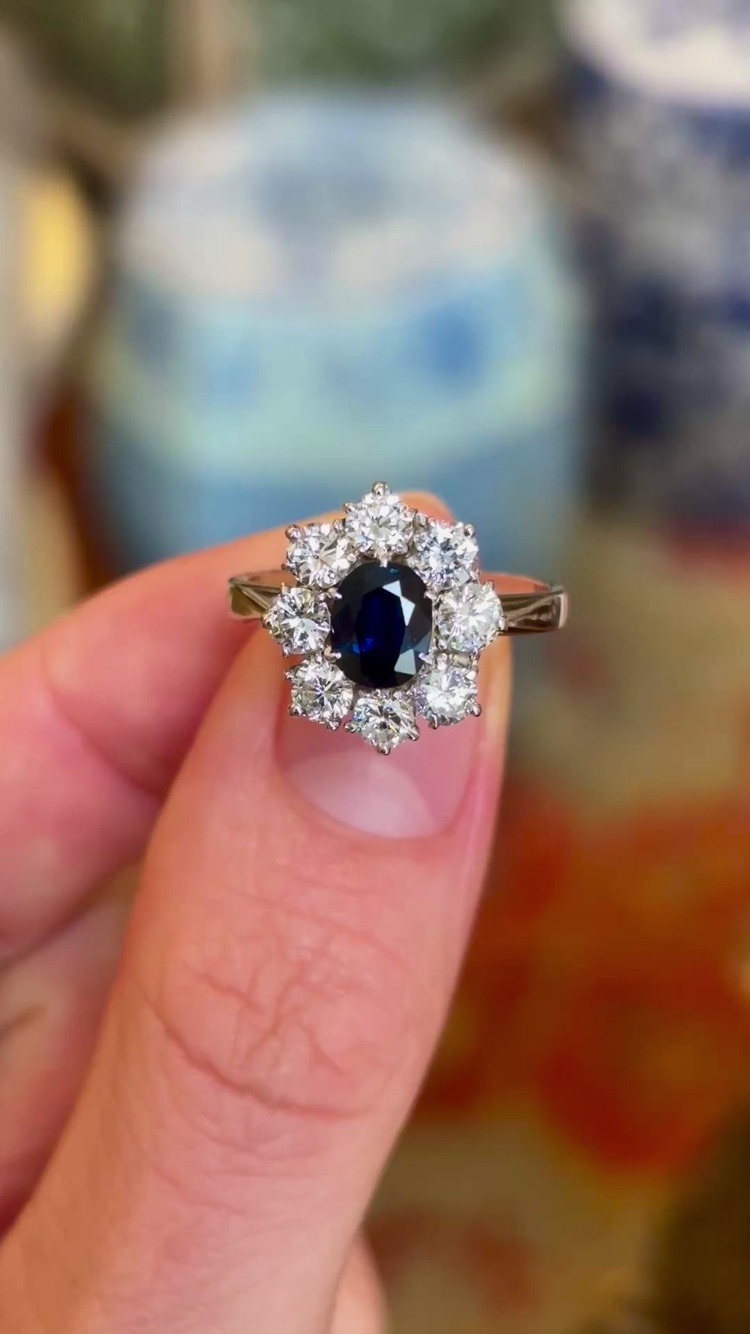 Vintage, 1950s sapphire & diamond cluster ring