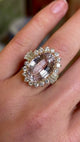 1950s morganite & diamond cocktail cluster ring