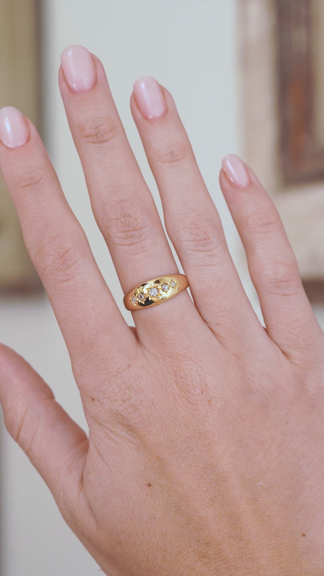 Antique, Edwardian diamond five-stone gypsy ring