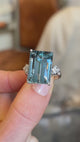 Vintage, 1980s 16.26ct aquamarine & diamond cocktail ring