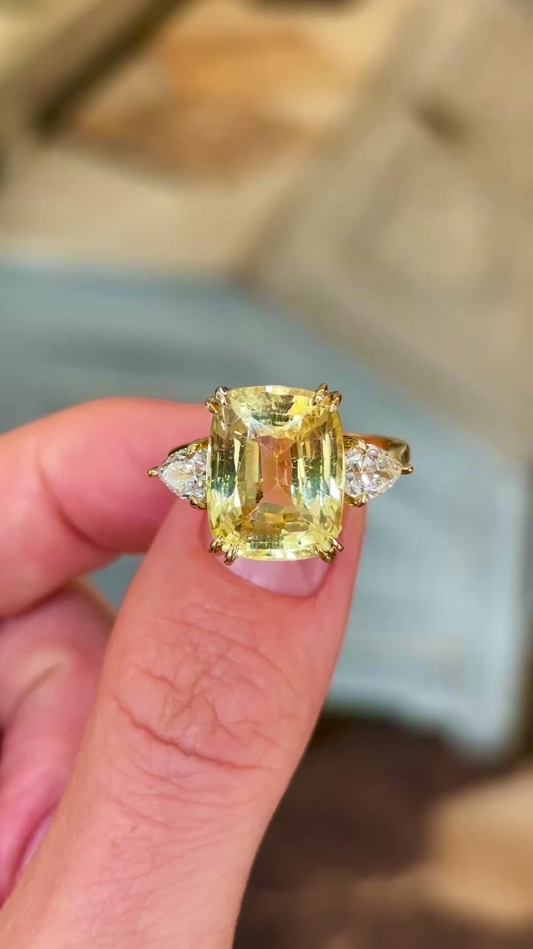 Vintage, Art Deco inspired 11.95ct yellow sapphire & diamond ring