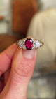 Antique, Victorian natural ruby & diamond three-stone ring