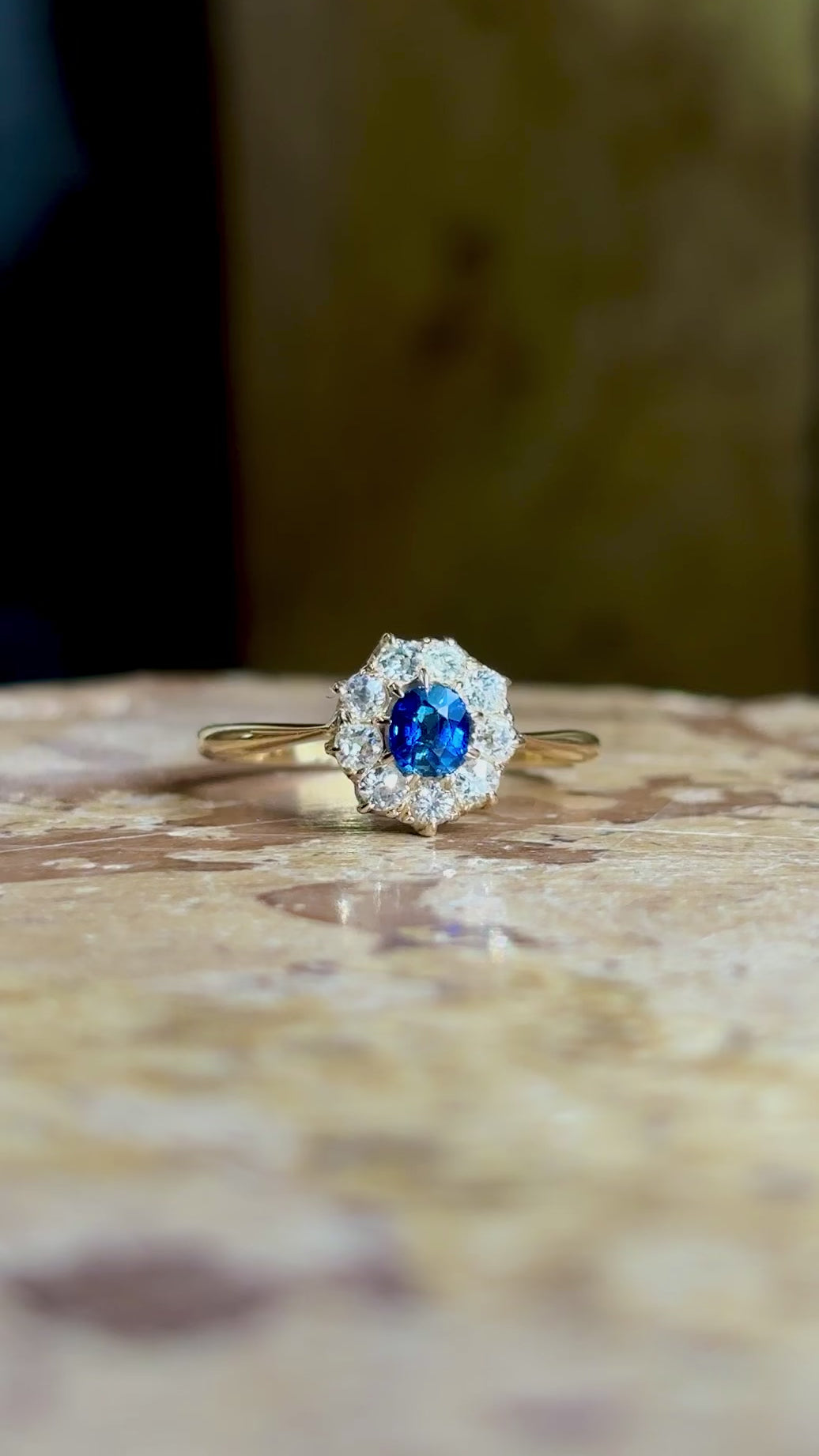 Antique, Edwardian sapphire & diamond cluster ring