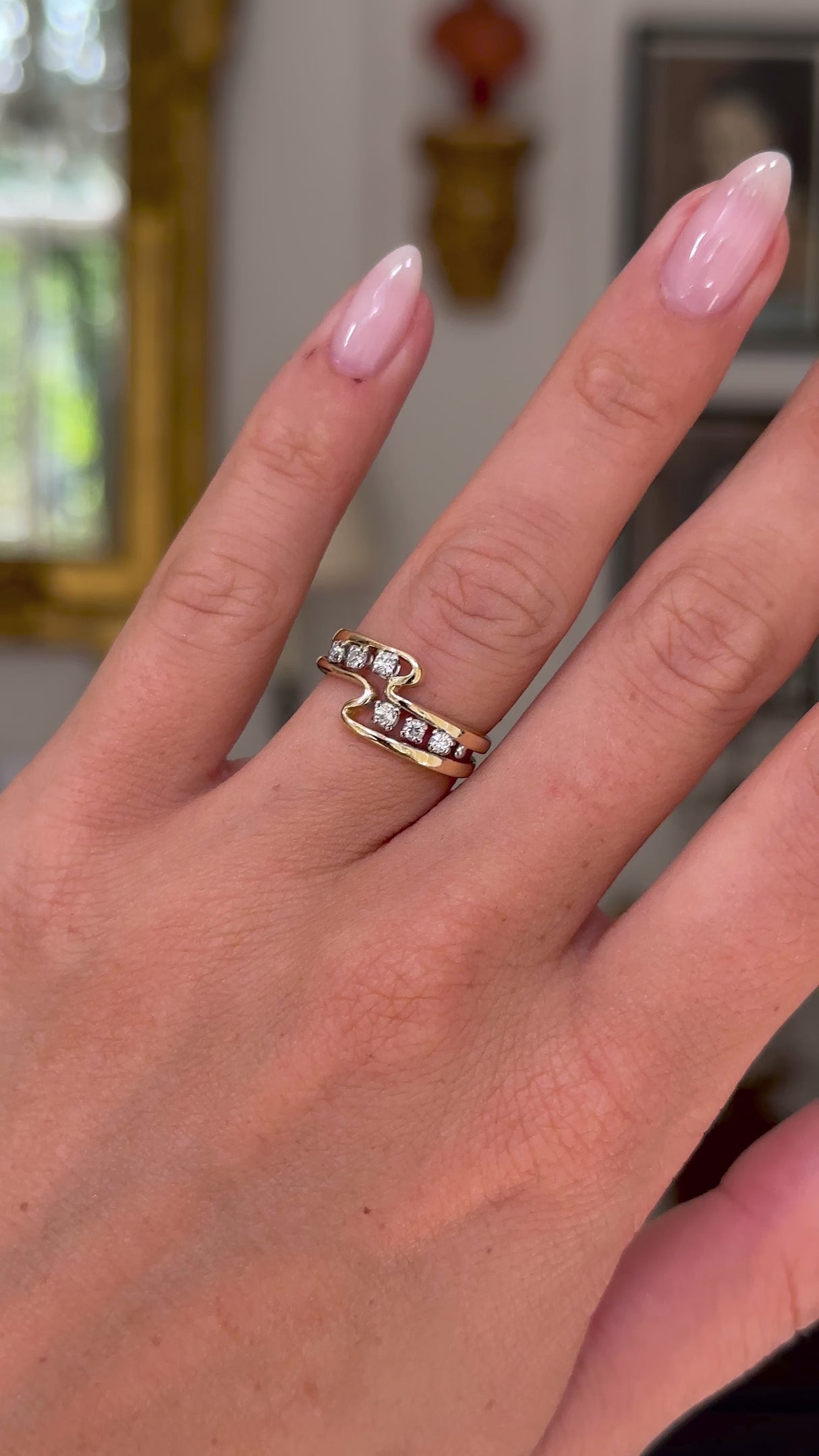 RESERVED! Vintage, Diamond Squiggle Ring, 18ct Yellow Gold