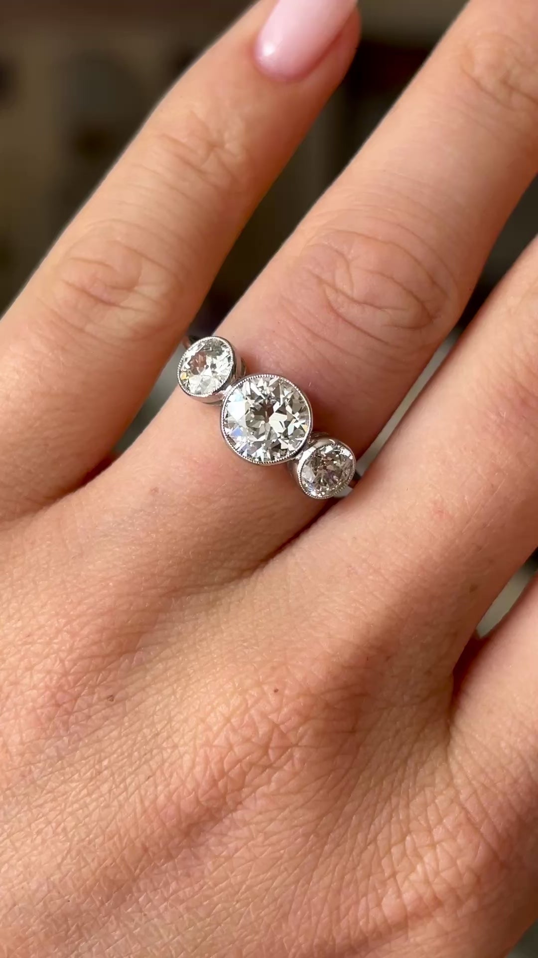 Art Deco, diamond three-stone ring