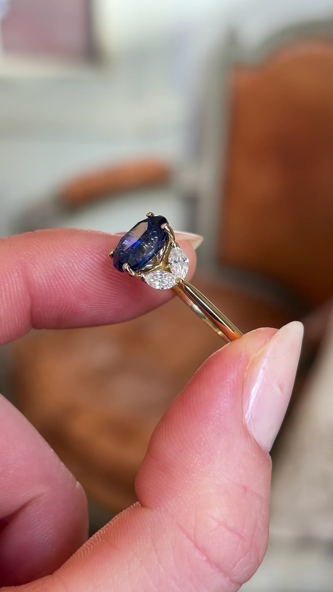 Vintage, sapphire and diamond engagement ring