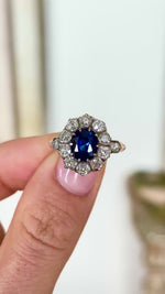 Antique, Belle Époque sapphire & diamond cluster ring