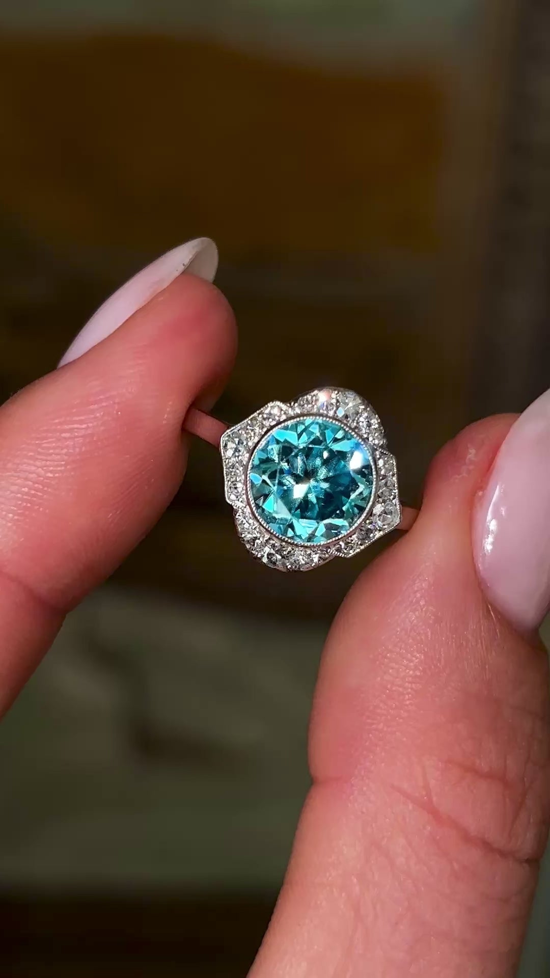 Vintage, Art Deco zircon & diamond cluster ring