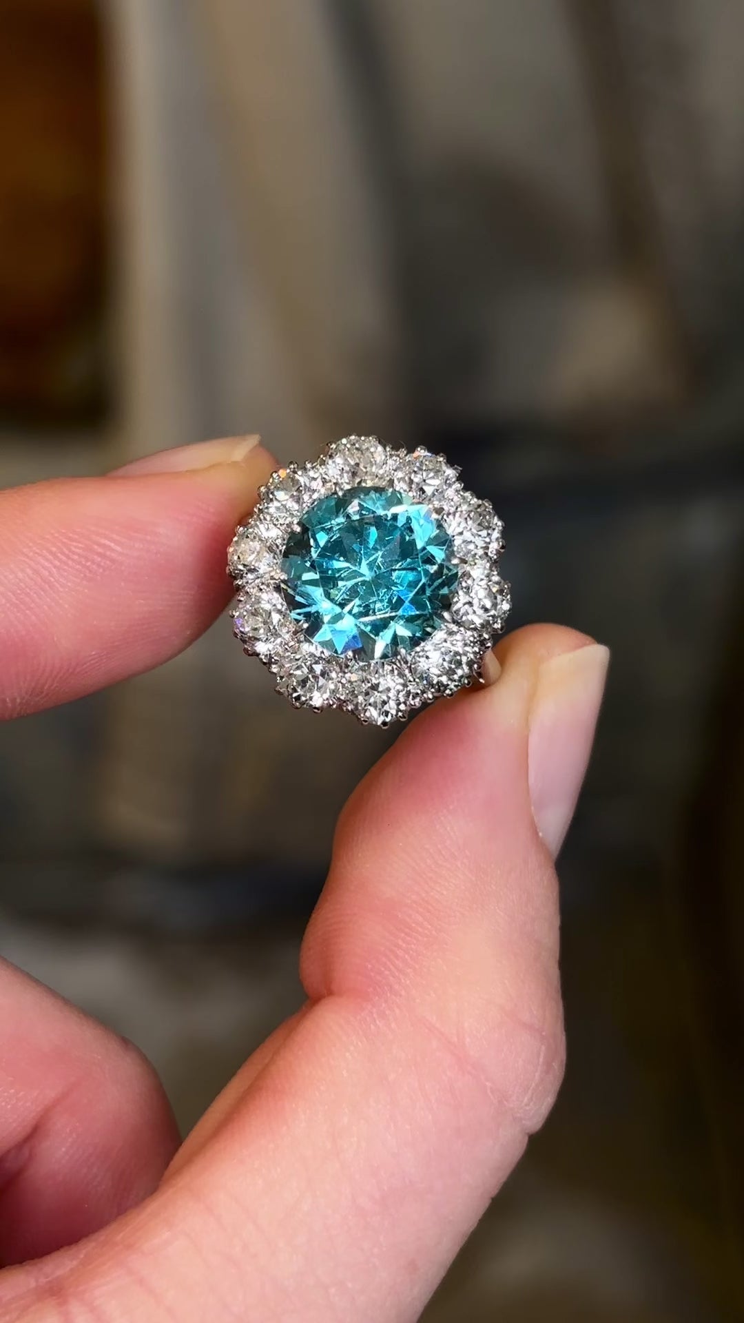 Vintage, 1980s zircon & diamond cluster cocktail ring