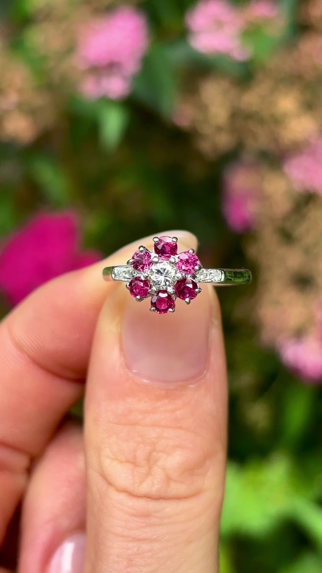 ON HOLD | Vintage, 1960s ruby & diamond cluster ring
