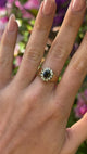 Vintage, 1980s Sapphire and Diamond Cluster Ring, chunky 18ct Yellow Gold band worn on hand.