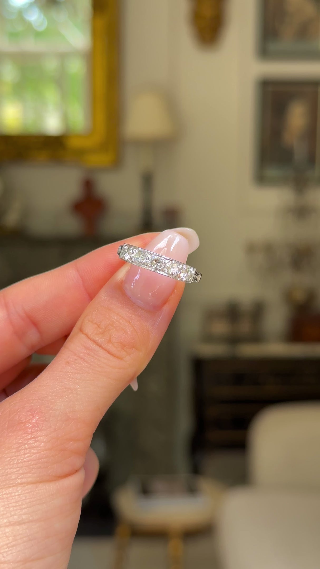 Vintage, half hoop diamond eternity ring, 18ct white gold