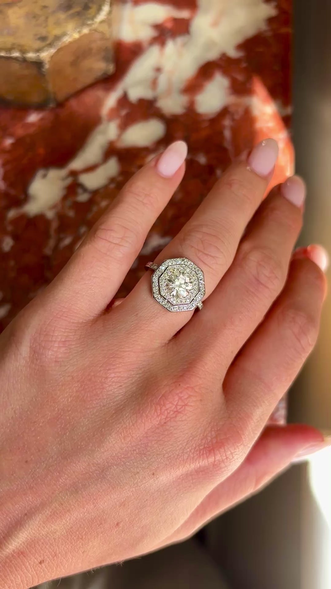 Vintage, Art Deco hexagonal diamond cluster ring