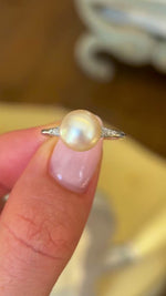 Exceptional, Edwardian, natural pearl & diamond ring