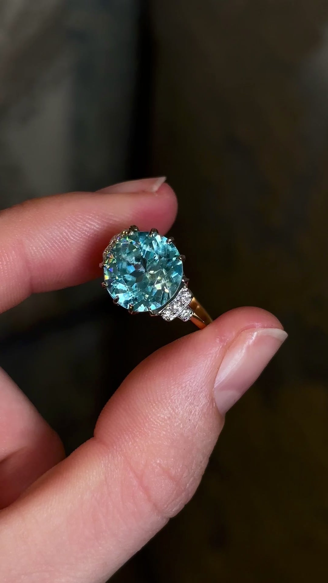 Antique, Edwardian zircon & diamond cocktail ring