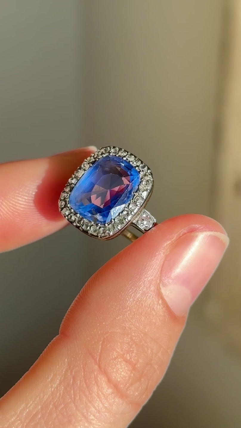 Antique, early Victorian, sri lankan sapphire and diamond ring