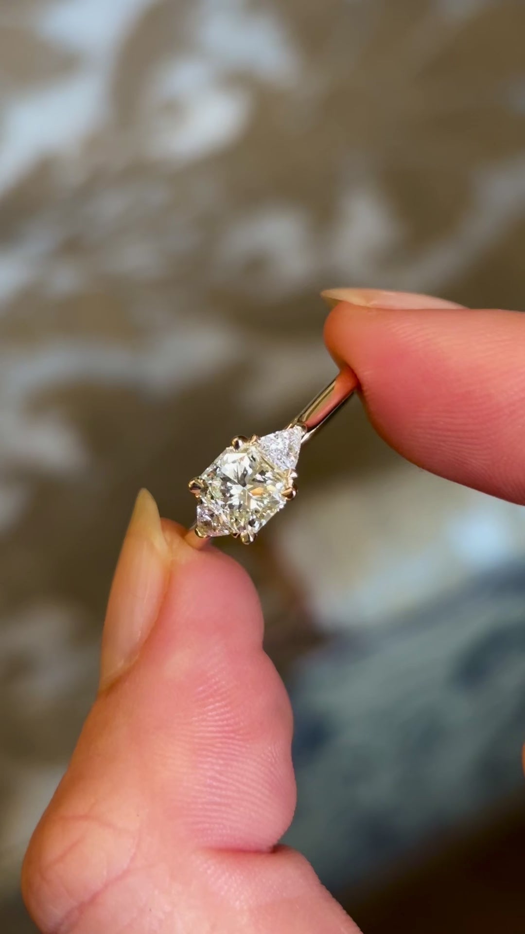 Diamond three-stone engagement ring