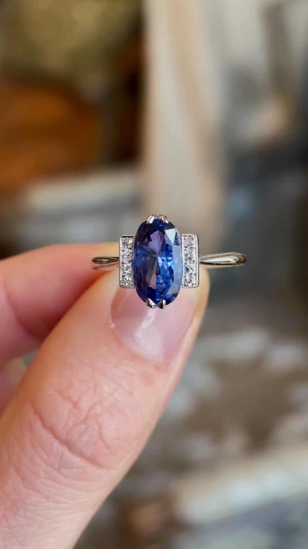 Vintage, Art Deco violet sapphire and diamond ring