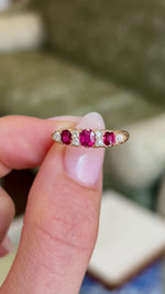 Antique, Victorian ruby & diamond half-hoop ring