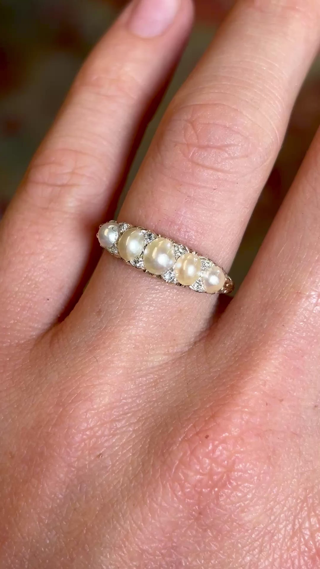 Antique, Victorian pearl half-hoop ring