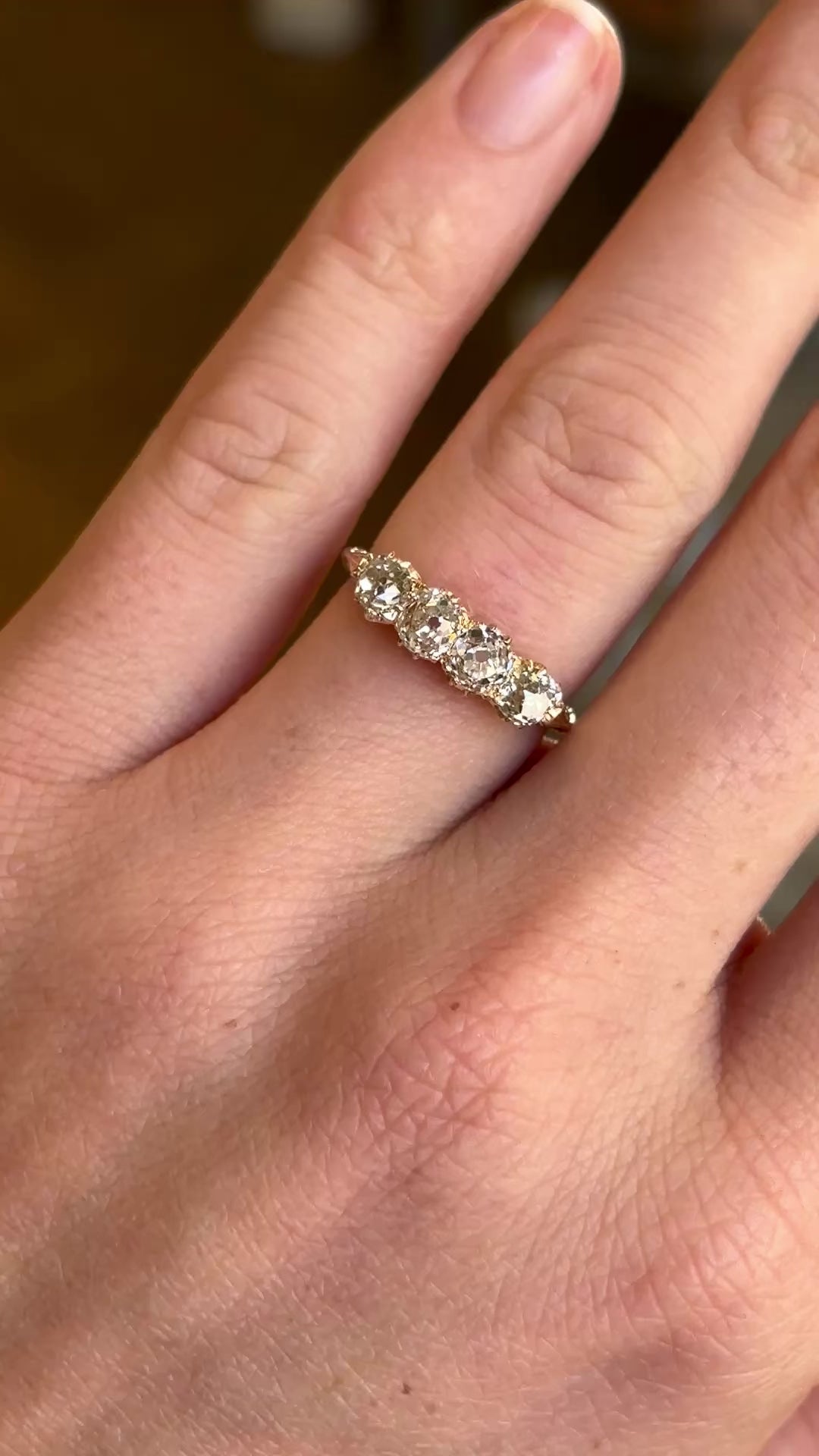 Antique, Edwardian diamond half-hoop ring