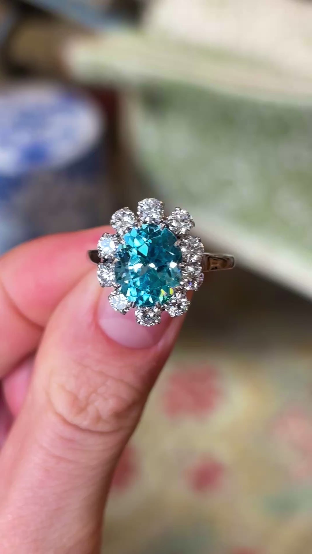 Vintage, zircon & diamond cluster ring