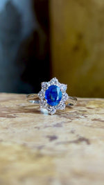 Vintage, 1950s sapphire & diamond cluster ring
