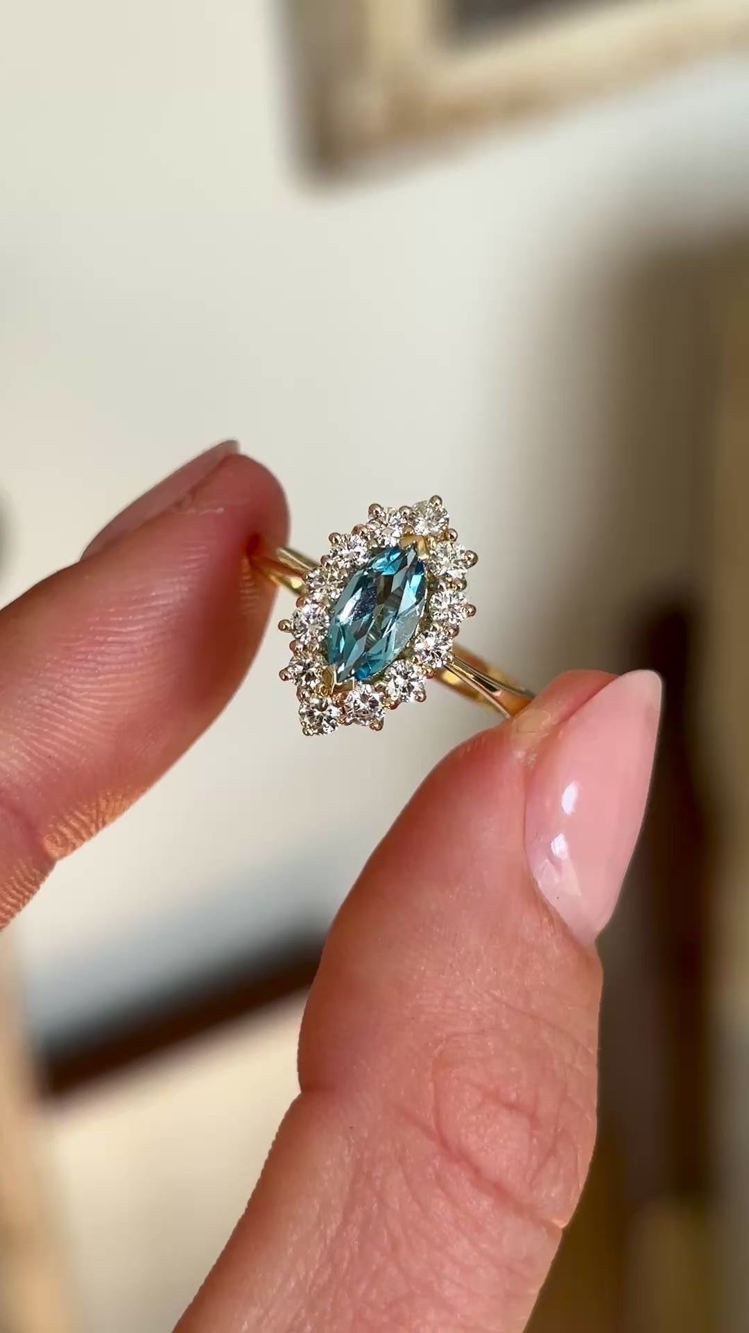 Vintage, 1970s emerald marquise cluster ring