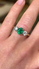 Vintage, 1970s emerald & diamond three-stone ring