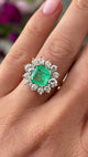Vintage, 1970s emerald & diamond cluster ring