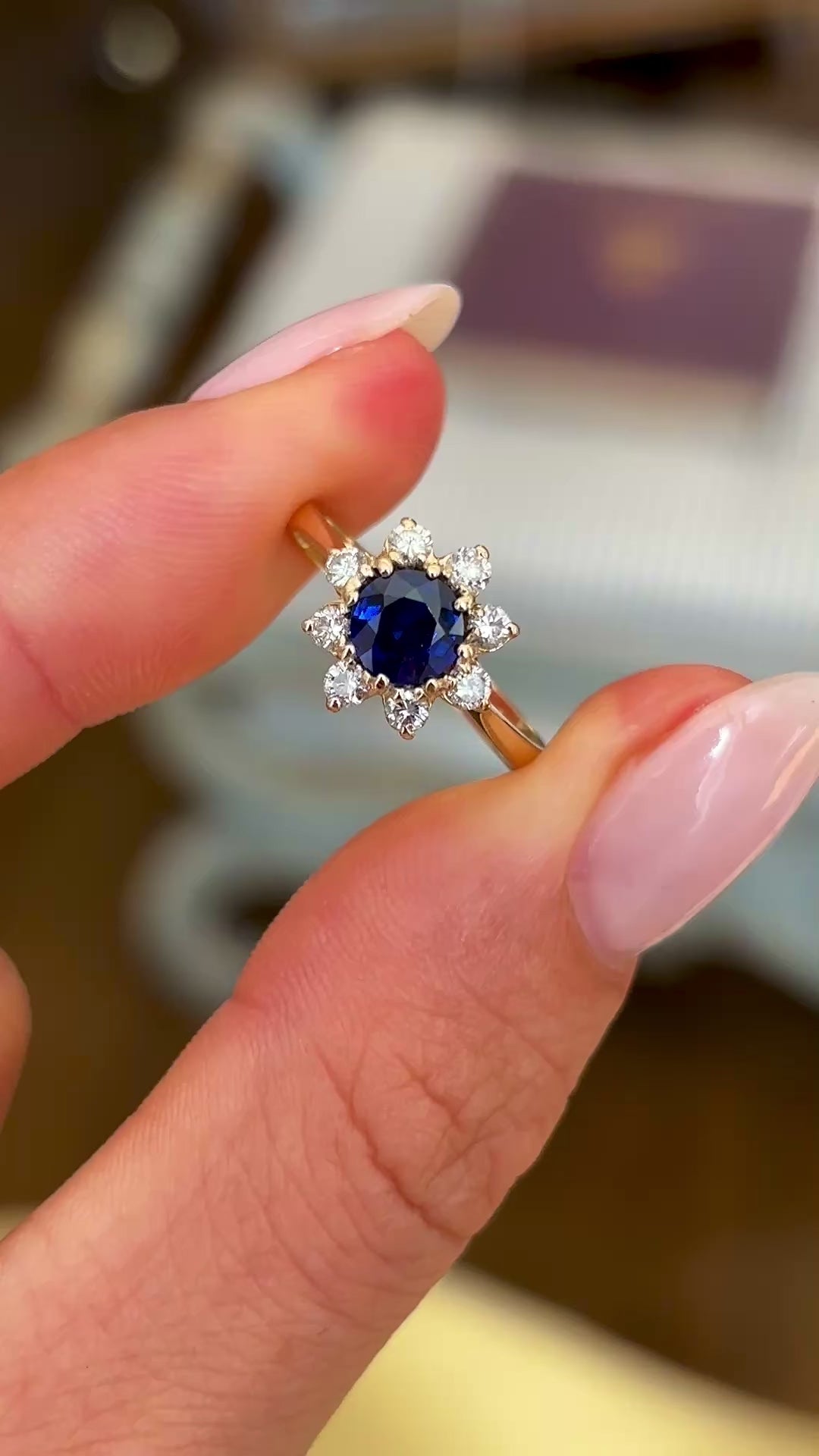 Vintage, 1970s sapphire & diamond cluster ring
