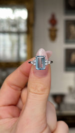 Vintage, aquamarine & diamond ring