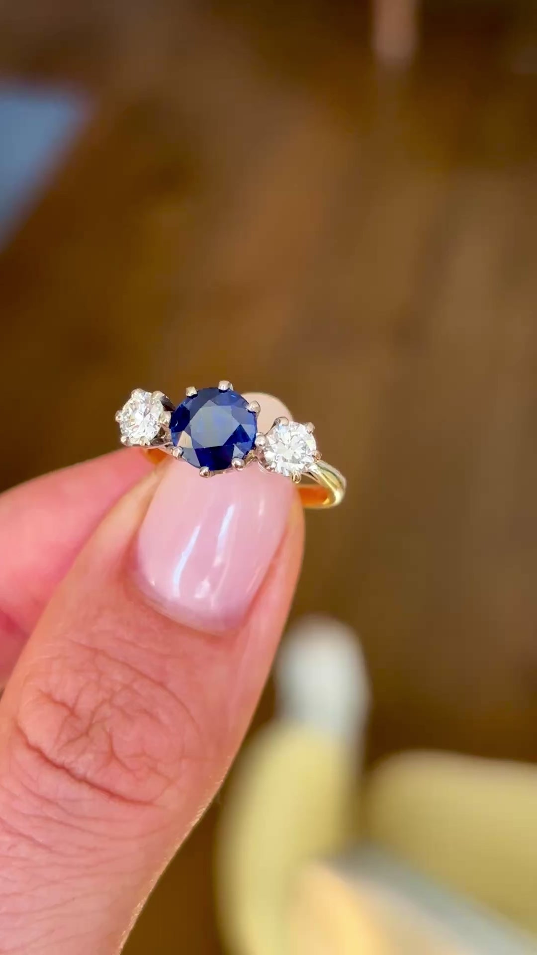 Vintage, 1930s sapphire & diamond three-stone ring