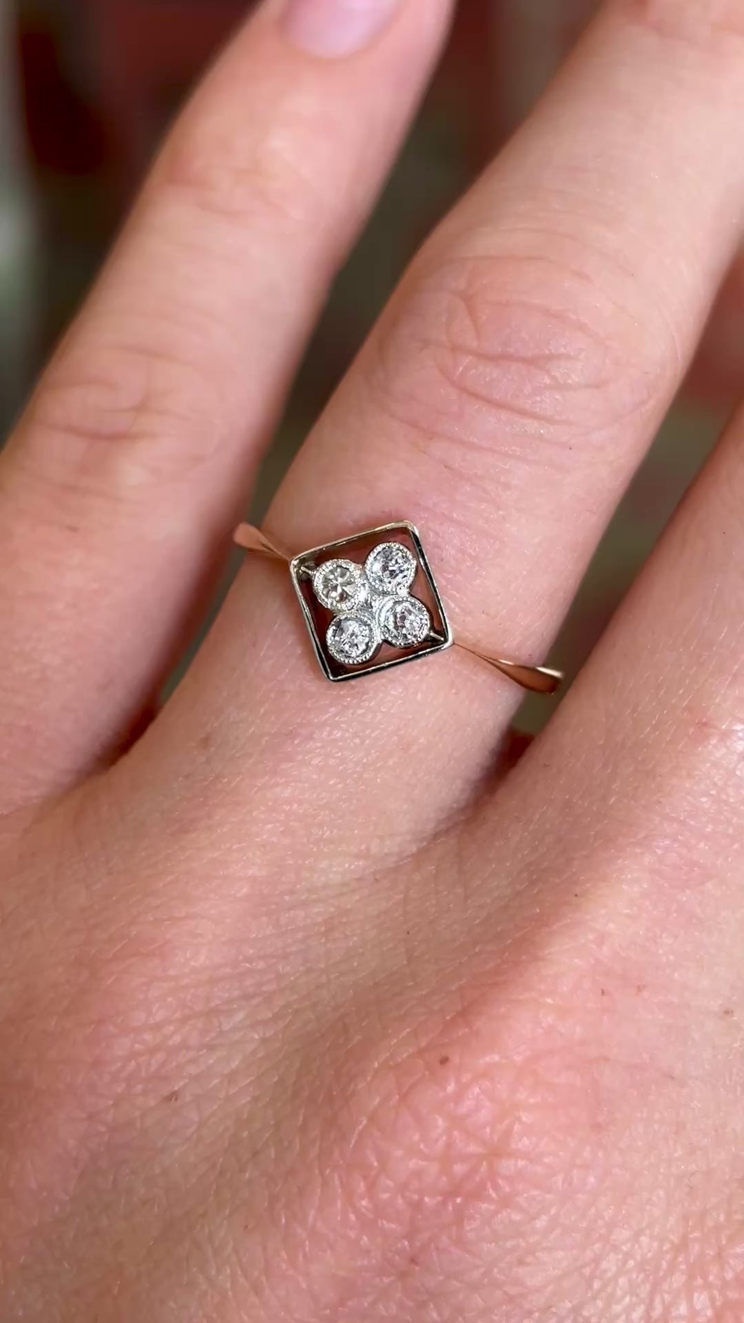 Vintage, Art Deco diamond unusual cluster ring