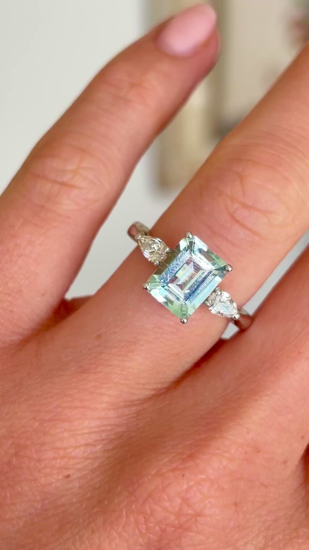 Vintage, 1990s aquamarine & diamond three-stone ring