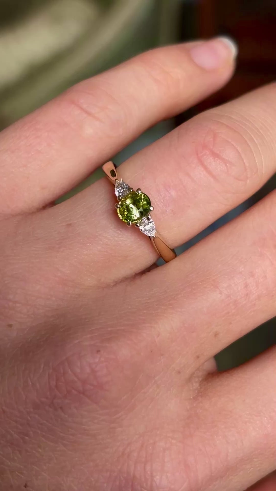 Oval-cut yellow sapphire & diamond three-stone ring