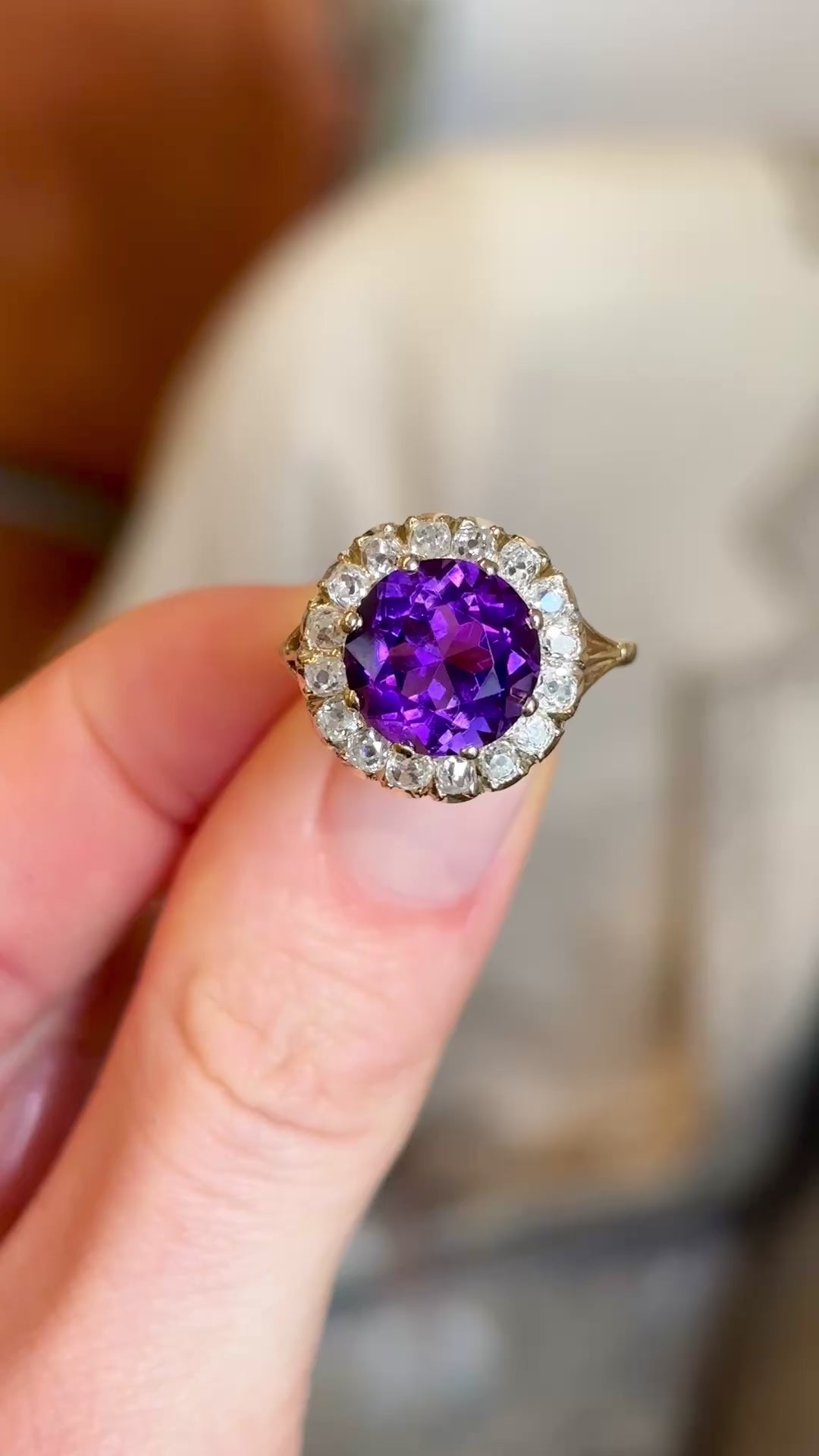 Antique, Victorian amethyst and diamond cocktail ring