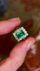 Vintage, 1940s emerald & diamond cluster ring