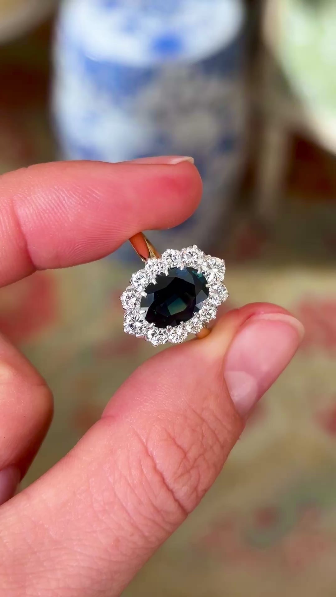 Antique, Edwardian sapphire & diamond cluster ring