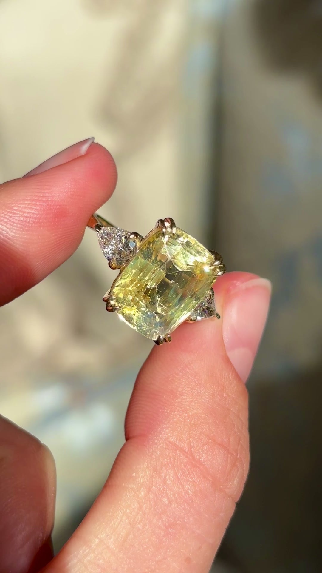 Vintage, Art Deco inspired 11.95ct yellow sapphire & diamond ring