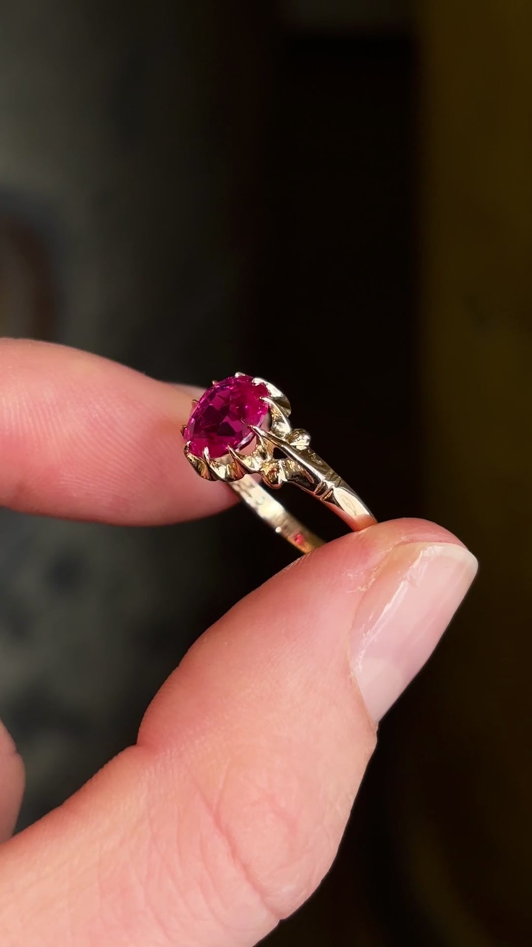 Antique, Edwardian single-stone pink ruby ring