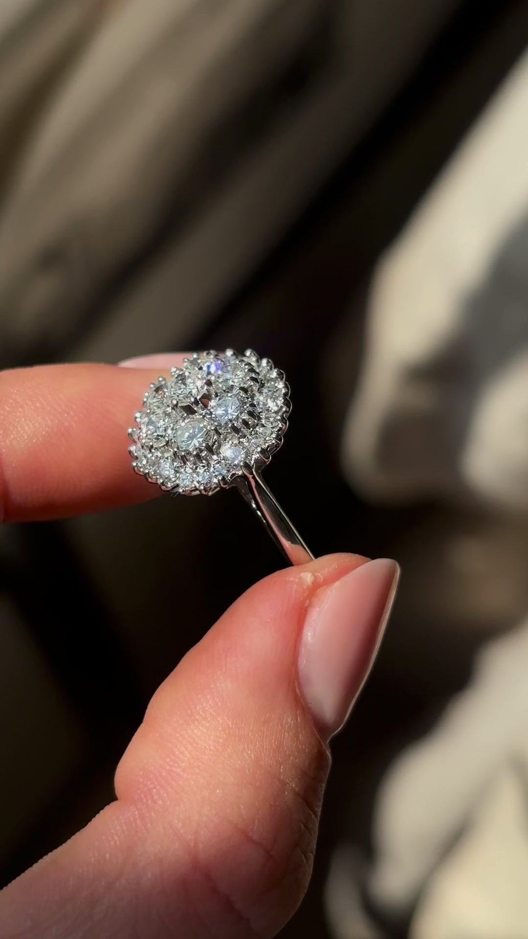 Vintage, 1970s diamond cluster cocktail ring
