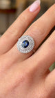 Vintage, 1930s sapphire & diamond target cluster ring