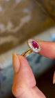 Antique, French, oval-cut ruby & diamond cluster ring