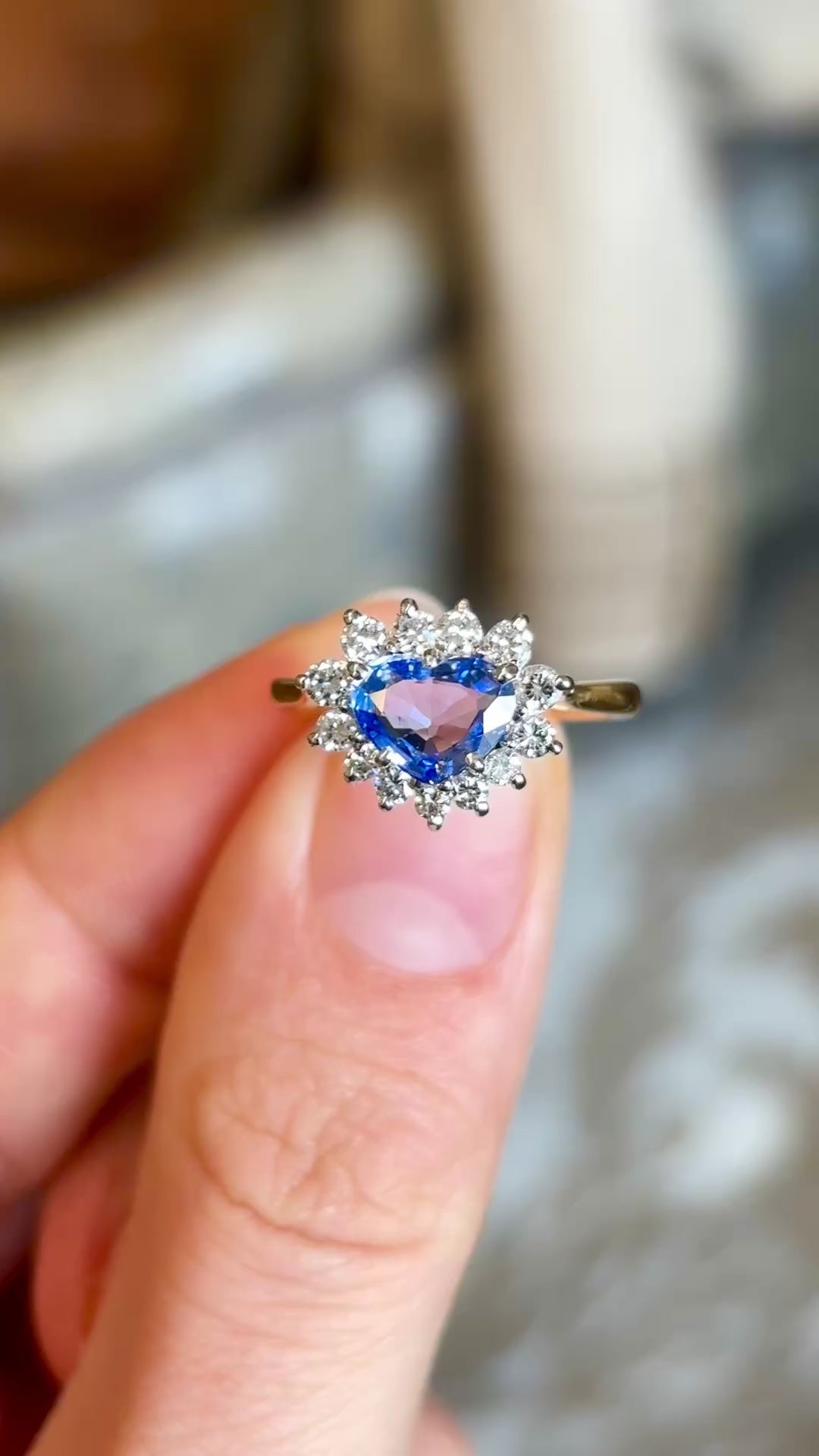 Vintage, 1980s sapphire & diamond cluster ring