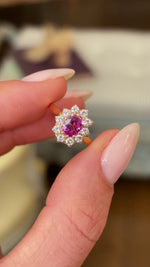 Payment 2 | Vintage, 1980s pink sapphire & diamond cluster ring