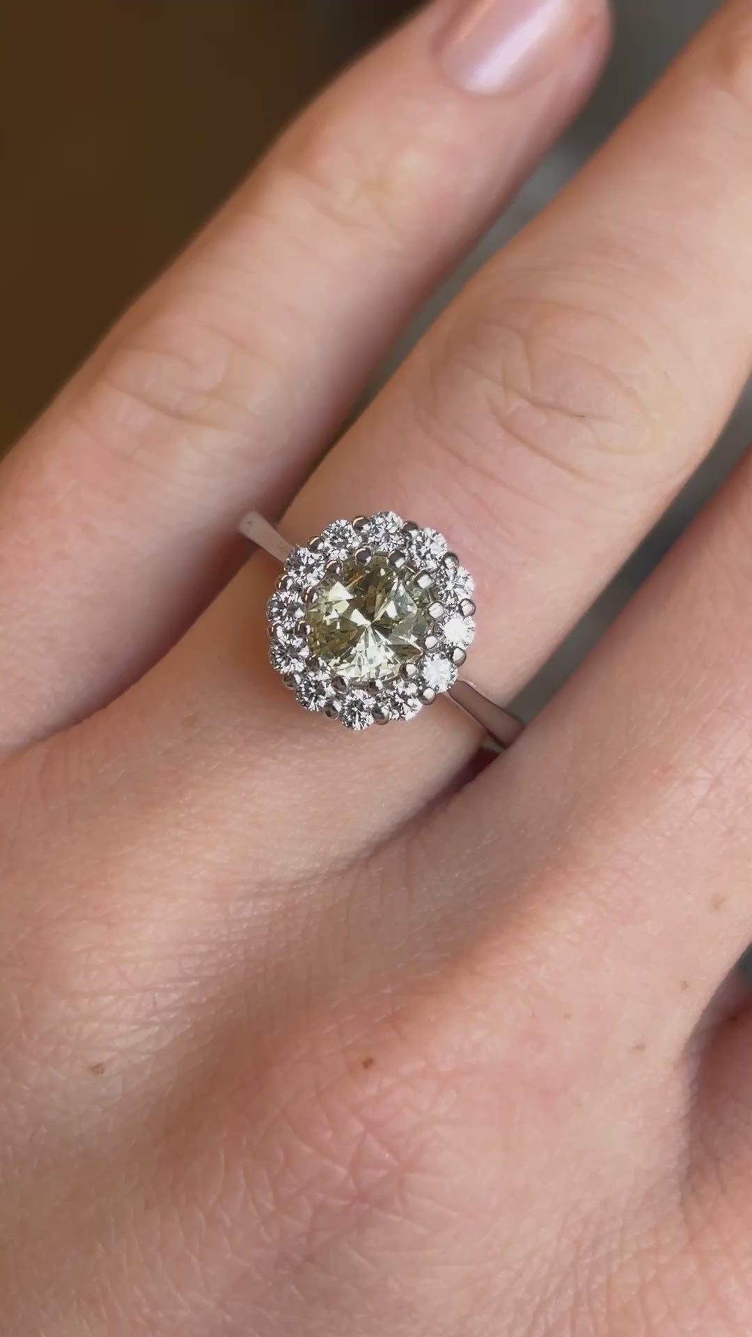 Oval-cut yellow sapphire & diamond cluster ring