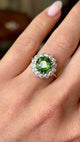 Antique, Edwardian green sapphire & diamond cluster ring